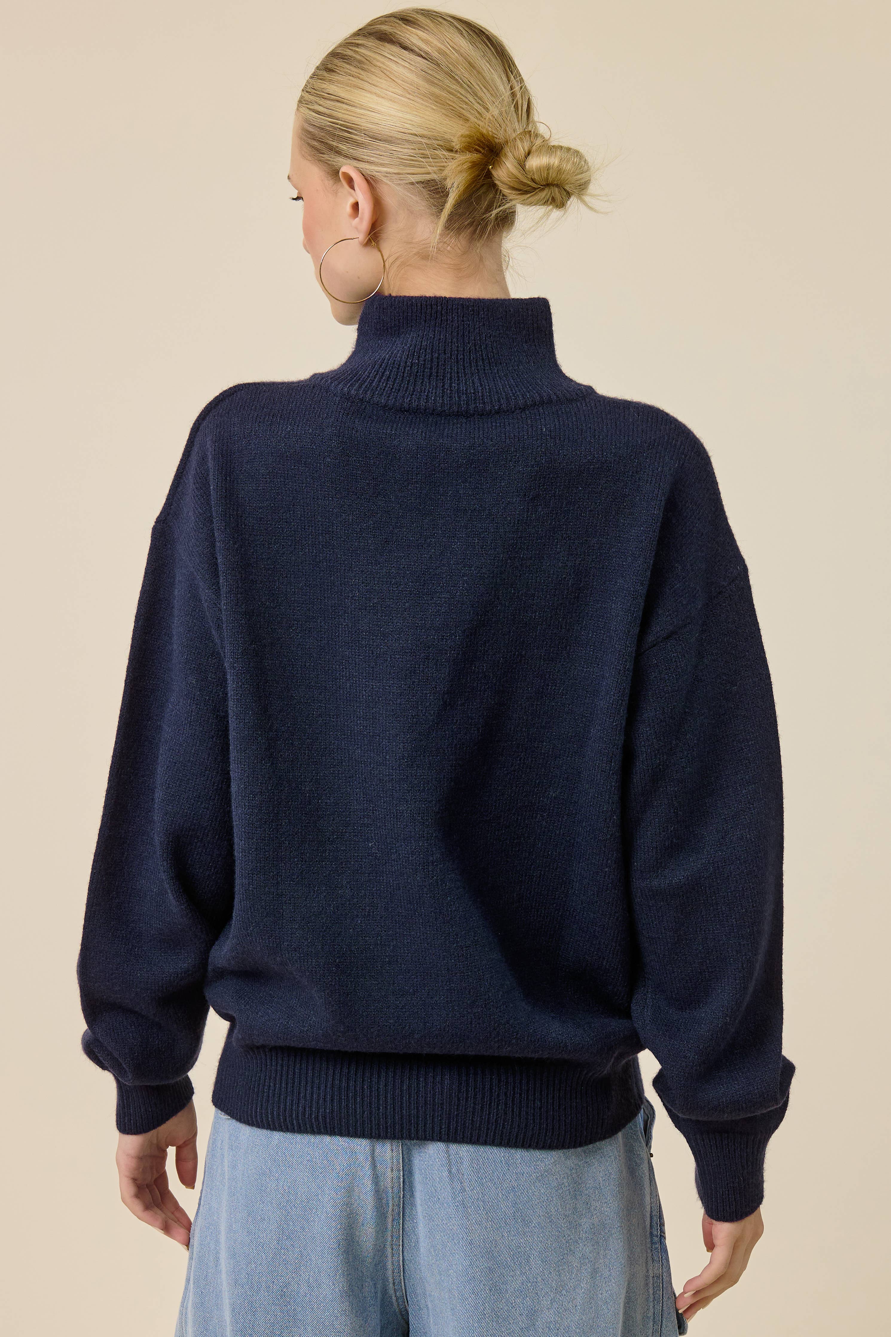 Mimosa - Half Zip Mock Neck Knit Sweater