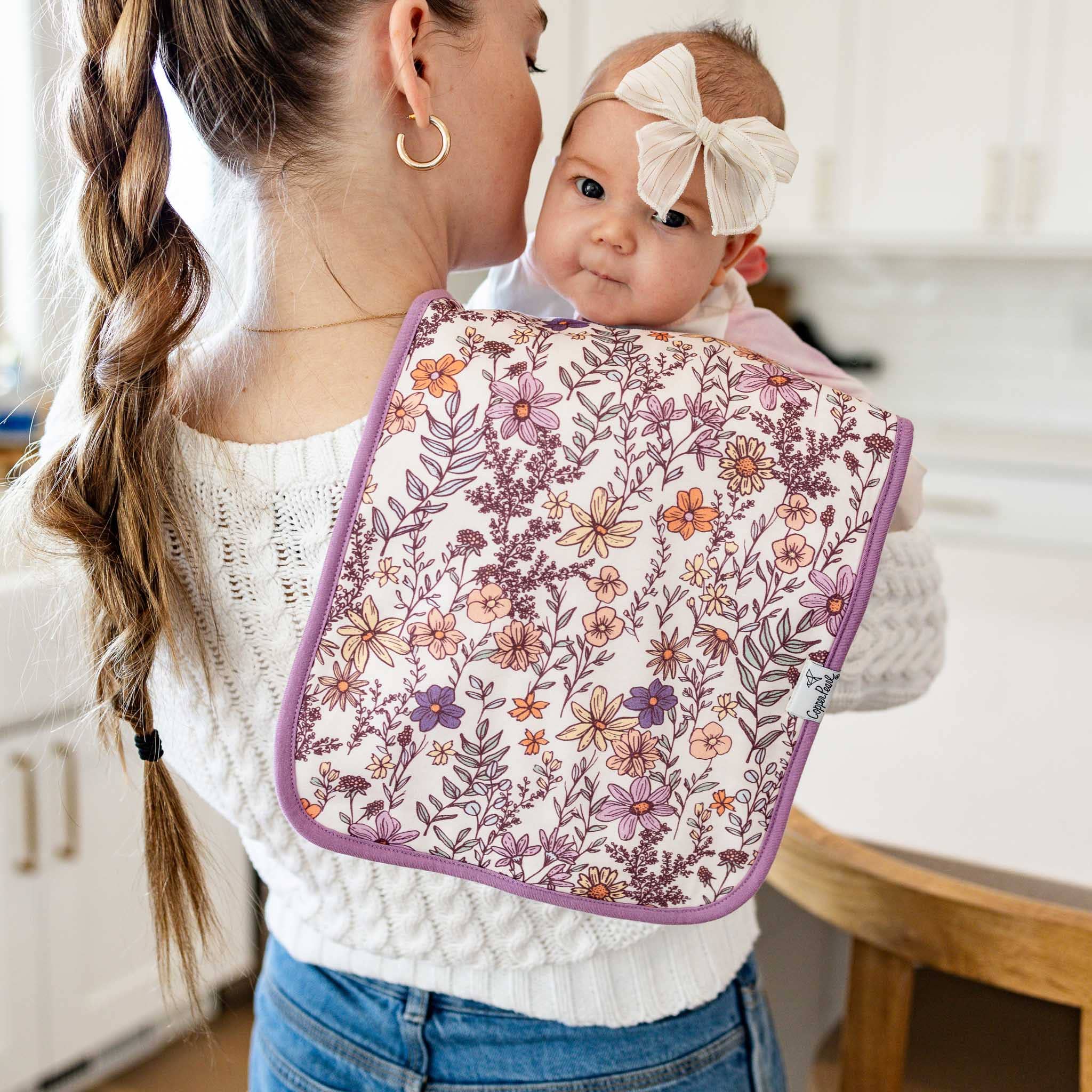 Copper Pearl - 3 Pack Premium Burp Cloths - Flora