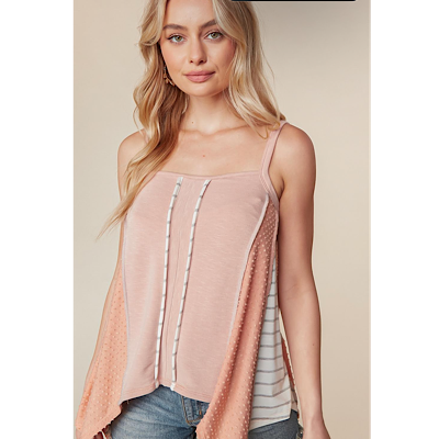 Peach Color Block Tank