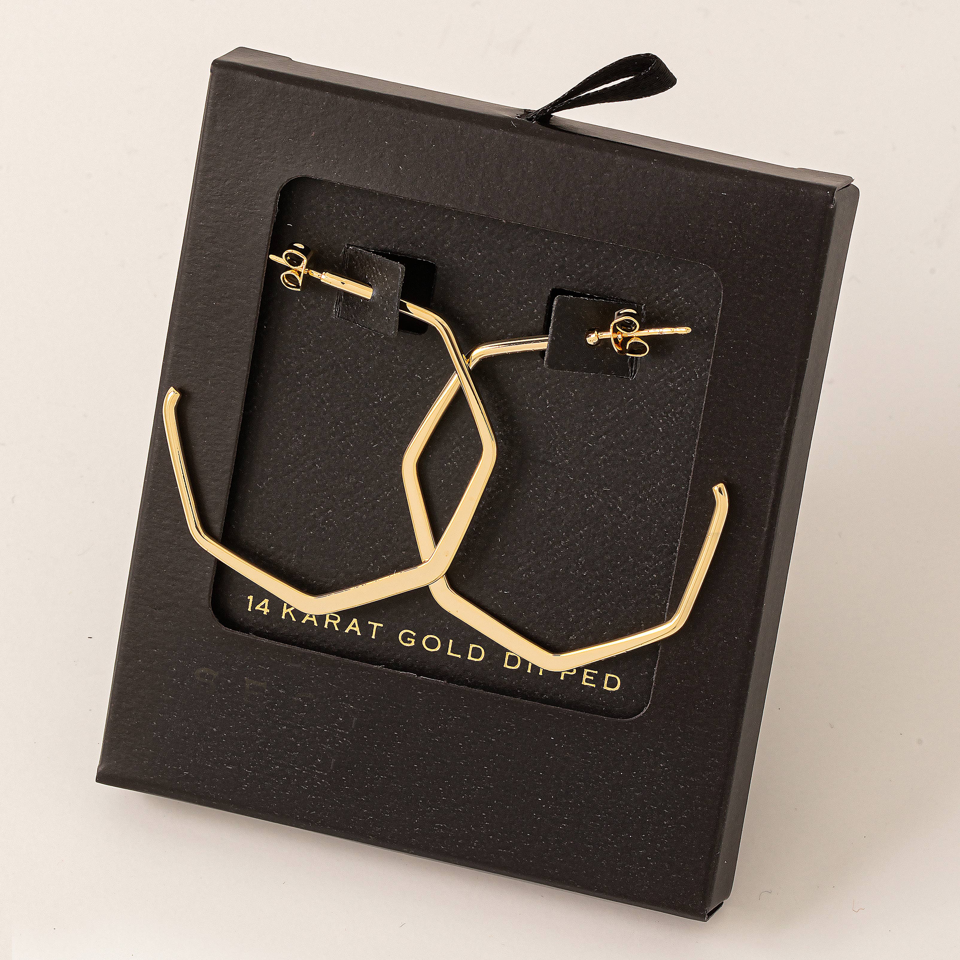 Gold Dipped Geometric Semi Hoop Earrings