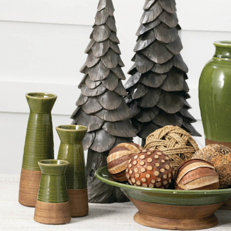 TWO-TONED BUD VASE - Green & Brown