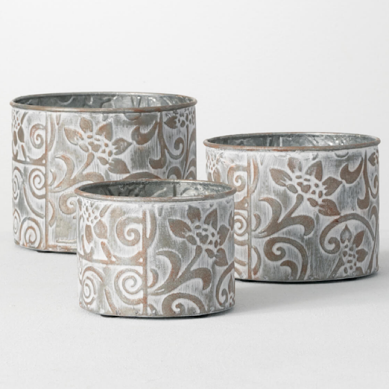 Embossed Metal Planter