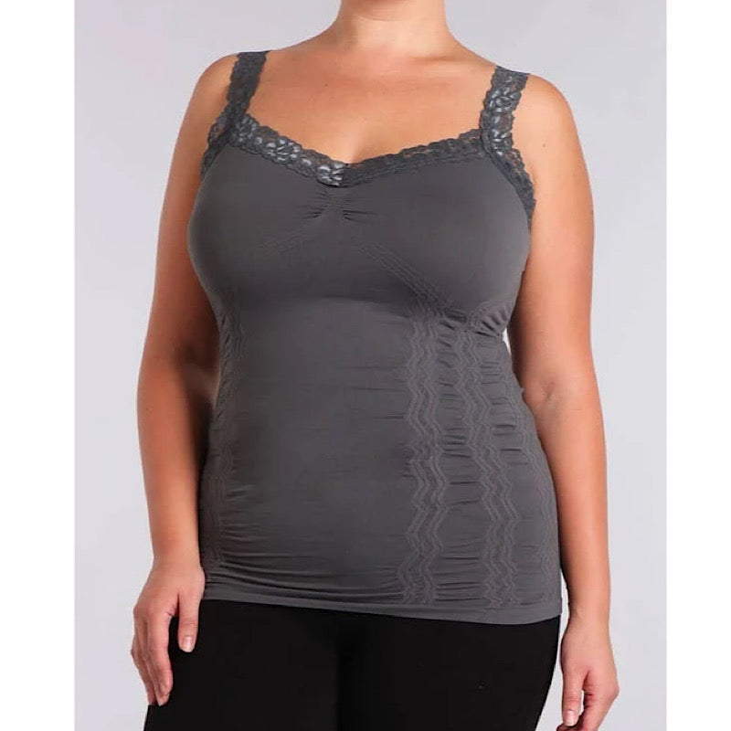 M.Rena - Lace Trim Corset Cami - Plus Size