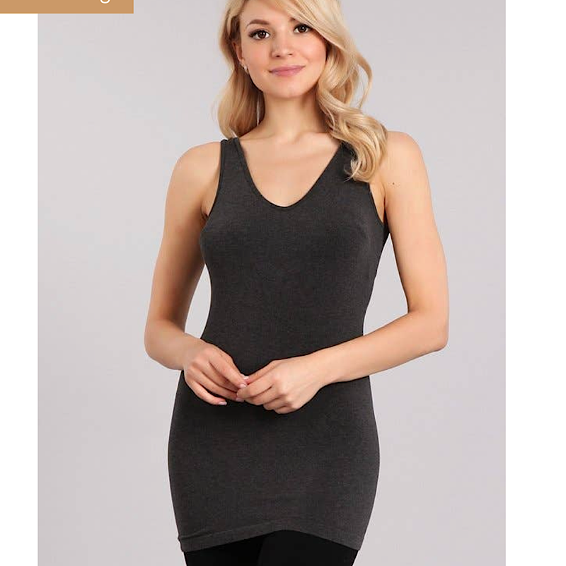 M RENA DARK GRAY V NECK/SCOOP TANK