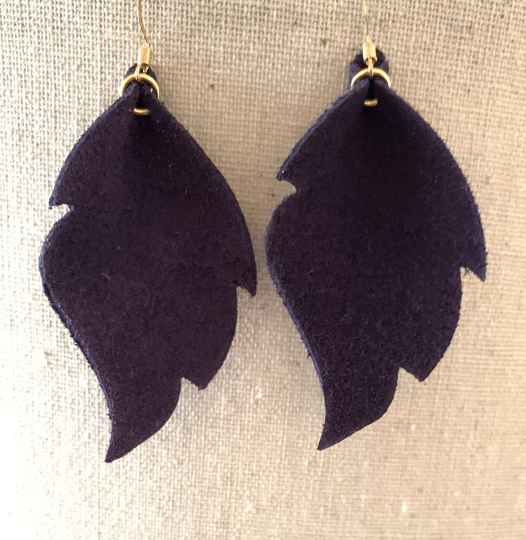 Alise - Suede Feather Shaped Earrings Golden Yellow